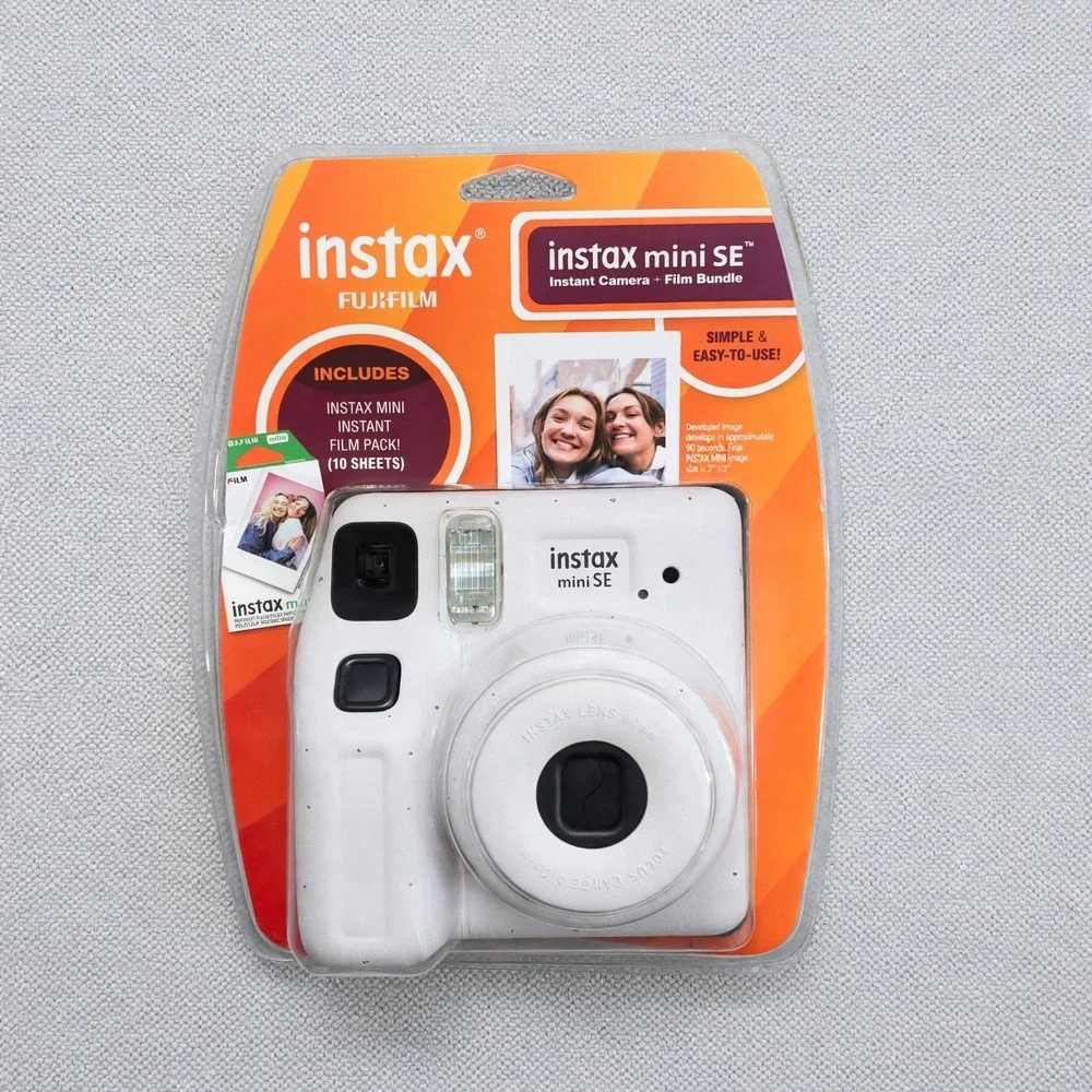 Fujifilm Instax Mini SE Instant Camera Bundle With 10pk Film Gray Sealed NIB